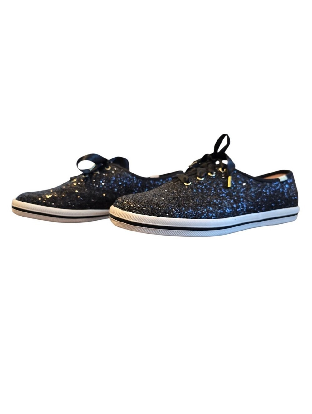 Keds X Kate Spade New York Black Glitter Lace Up Sneakers 8.5W - Picture 6 of 12